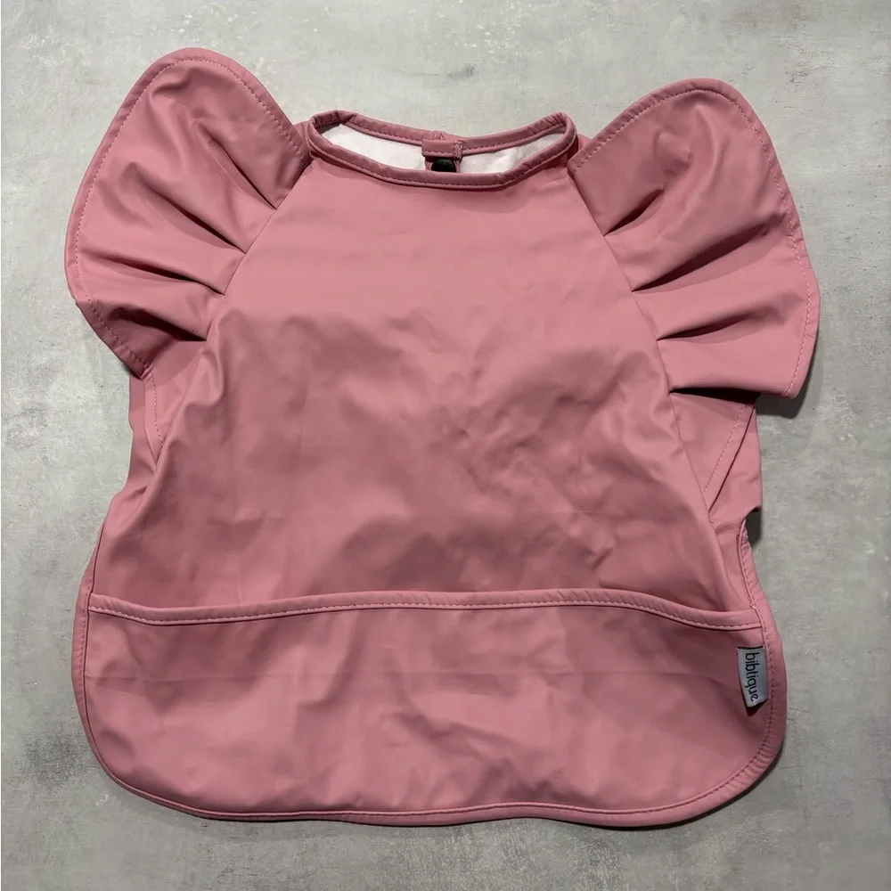 Bibtique Long Sleeve Angel Bib 6m+ 100% Waterproof Peony Color